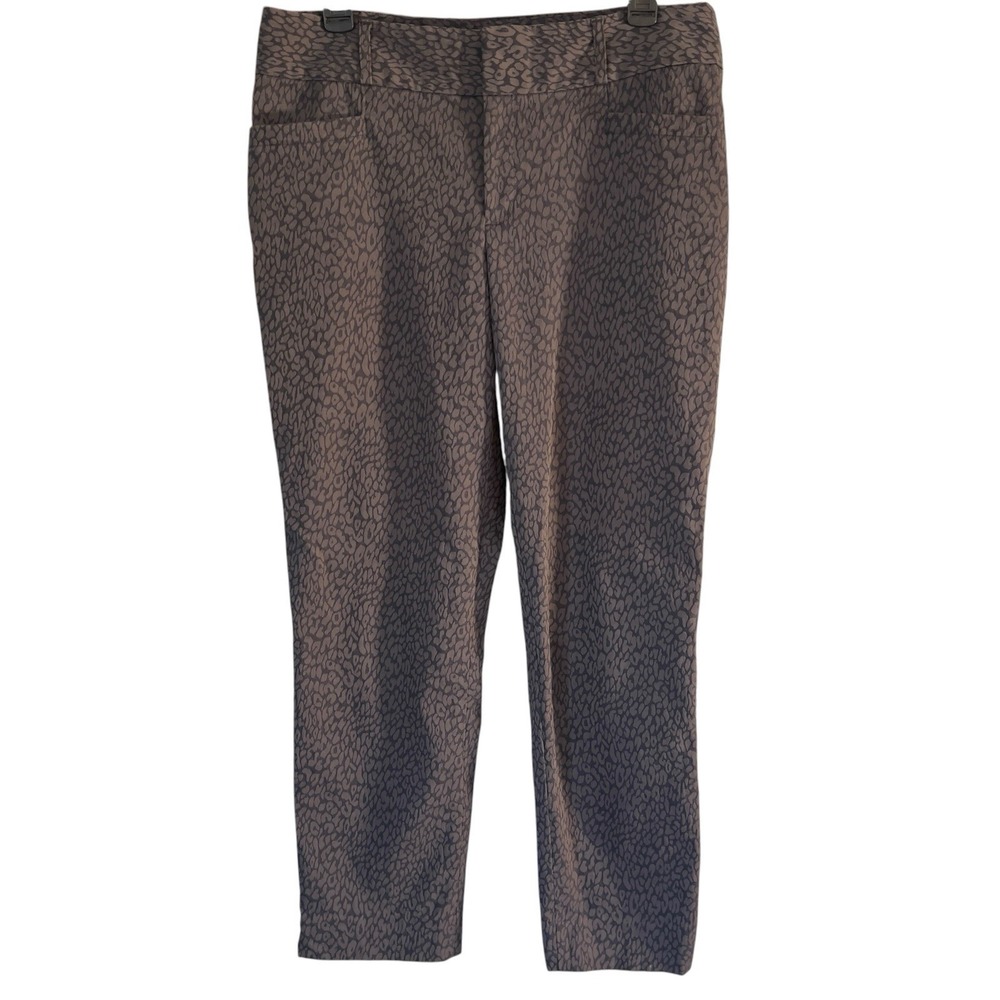 Banana Republic Jackson Fit Ankle Pants Women's Size 10 Leopard Jacquard Gray